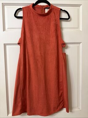 Sleeveless High-Neck Orange Shift Dress